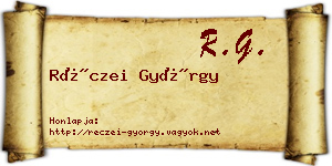 Réczei György névjegykártya